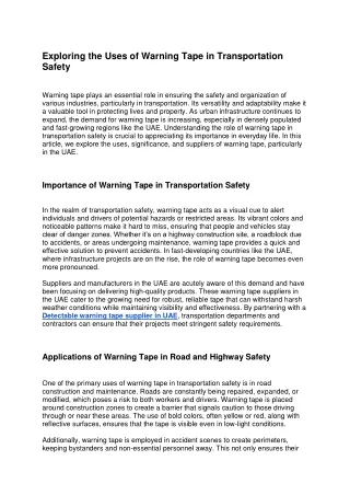 Exploring the Uses of Warning Tape in Transportation Safety