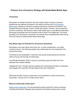 Enhance Your eCommerce Strategy with Ready-Made Mobile Apps