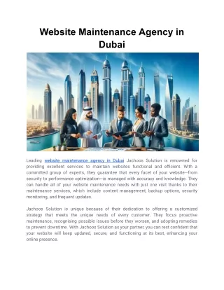 Website Maintenance Agency in Dubai