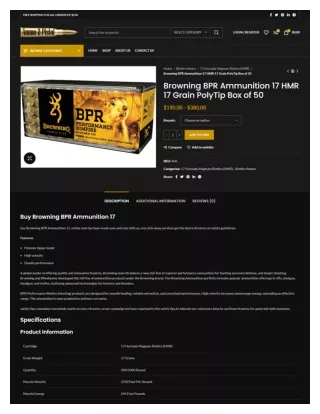 Browning BPR Ammunition 17 HMR 17 Grain PolyTip Box of 50 - ammo2pistol.com