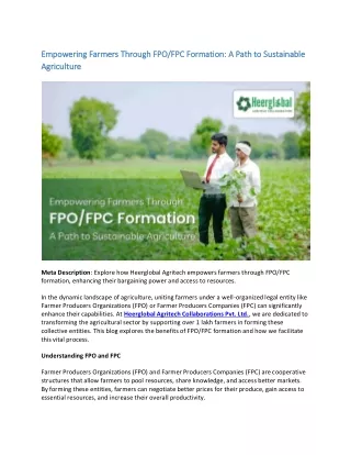 Empowering Farmers Through FPO FPC Formation A Path to Sustainable Agriculture