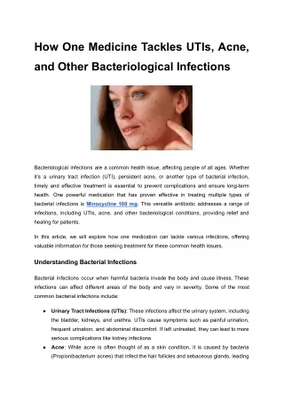 How One Medicine Tackles UTIs, Acne, and Other Bacteriological Infections