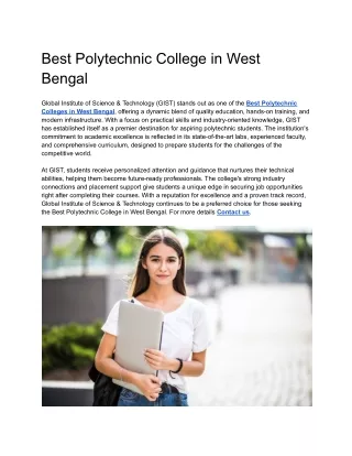 Best Polytechnic College in West Bengal