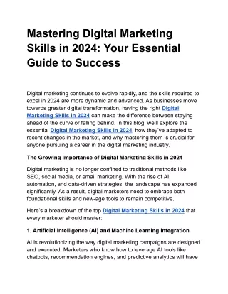 Mastering Digital Marketing Skills: Your Gateway to Success