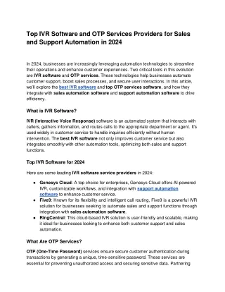 Top IVR Software and OTP Services Providers for Sales and Support Automation in 2024 - Google Docs