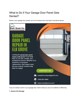What to Do if Your Garage Door Panel Gets Dented