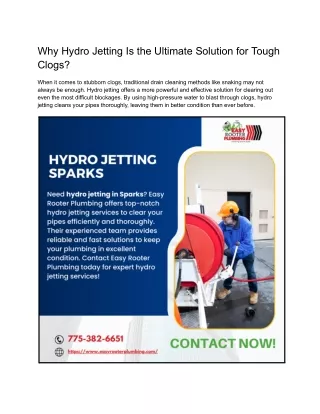 Why Hydro Jetting Is the Ultimate Solution for Tough Clogs