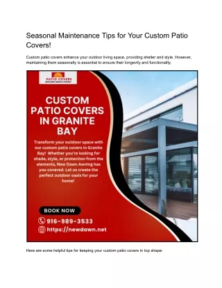 Seasonal Maintenance Tips for Your Custom Patio Covers