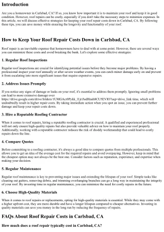 How to Keep Your Roof Repair Costs Down in Carlsbad, CA