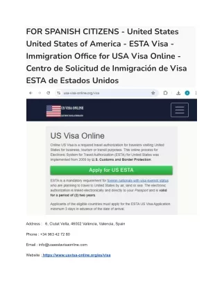 FOR SPANISH CITIZENS - United States  United States of America - ESTA Visa - Immigration Office for USA Visa Online - Ce