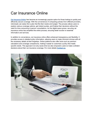 Car Insurance Online