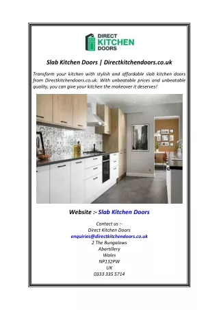 Slab Kitchen Doors  Directkitchendoors.co.uk