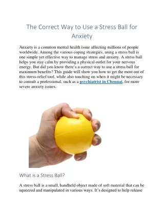 The Correct Way to Use a Stress Ball for Anxiety