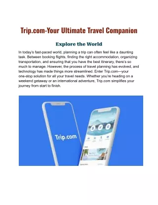 Your Ultimate Travel Companion: Explore the World with Trip.com