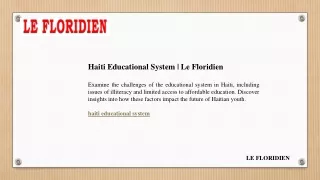 Haiti Educational System  Le Floridien