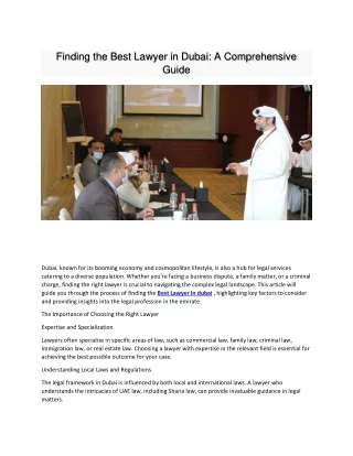 Finding the Best Lawyer in Dubai: A Comprehensive Guide