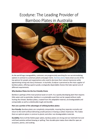 Sustainable Solutions: Ecodyne's Palm Leaf Compostable Plates in Australia