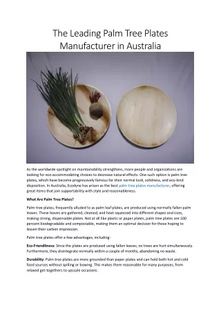 The Leading Palm Tree Plates Manufacturer in Australia