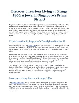 Discover Luxurious Living at Grange 1866
