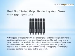 Best Golf Swing Grip: Mastering Your Game with the Right Grip