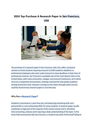 2024 Top Purchase A Research Paper In San Francisco, USA