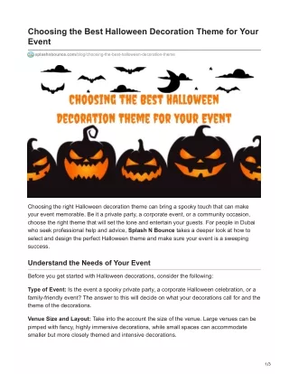 Choosing the Best Halloween Decoration Theme for Your Event