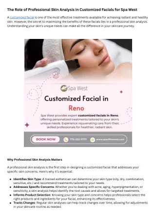 The Role of Professional Skin Analysis in Customized Facials for Spa West