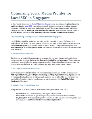 Optimizing Social Media Profiles for Local SEO in Singapore