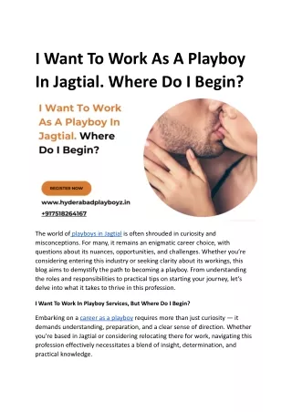 I Want To Work As A Playboy In Jagtial. Where Do I Begin_