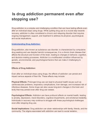 _Is drug addiction permanent even after stopping use_