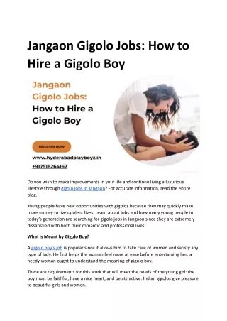 Jangaon Gigolo Jobs_ How to Hire a Gigolo Boy