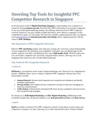 Unveiling Top Tools for Insightful PPC Competitor Research in Singapore