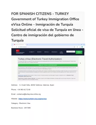 15 FOR SPANISH CITIZENS - TURKEY  Government of Turkey Immigration Office eVisa Online - Inmigración de Turquía Solicitu