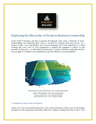Hierarchy of Needs in Business