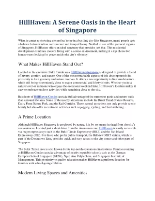 HillHaven A Serene Oasis in the Heart of Singapore