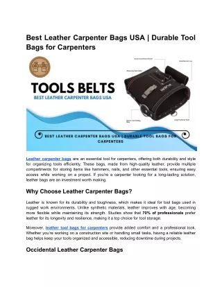 Best Leather Carpenter Bags USA