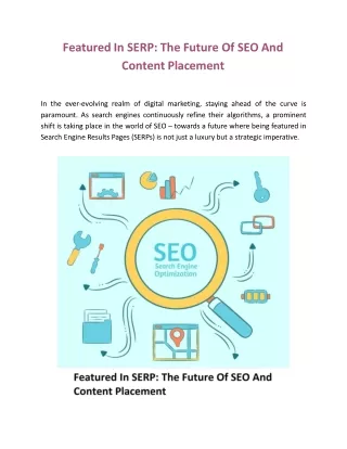 Featured In SERP: The Future Of SEO And Content Placement