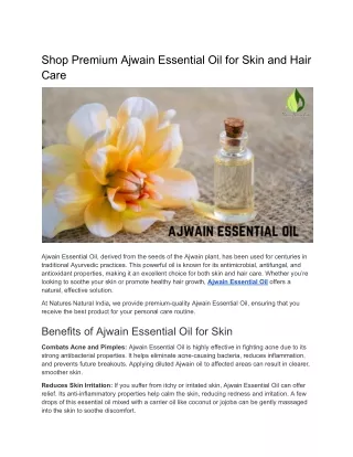 Shop Premium Ajwain Essential Oil for Skin and Hair Care