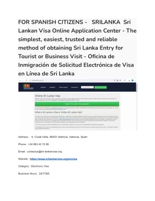 16 FOR SPANISH CITIZENS -   SRILANKA  Sri Lankan Visa Online Application Center - The simplest, easiest, trusted and rel