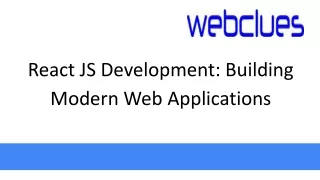 React JS Development Building Modern Web Applications