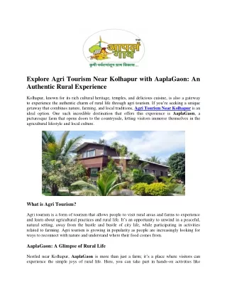 Explore Agri Tourism Near Kolhapur with AaplaGaon: An Authentic Rural Experience