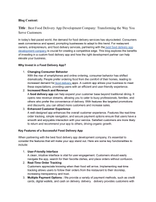 Best Food Delivery App Development Company_ Transforming the Way You Serve Customers