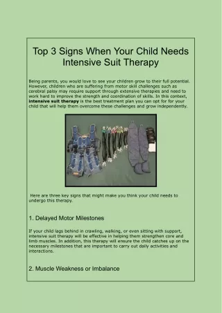 Top 3 Signs When Your Child Needs Intensive Suit Therapy