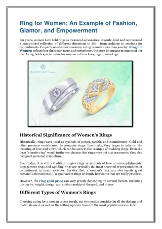 Ring for Women An Example of Fashion Glamor and Empowerment