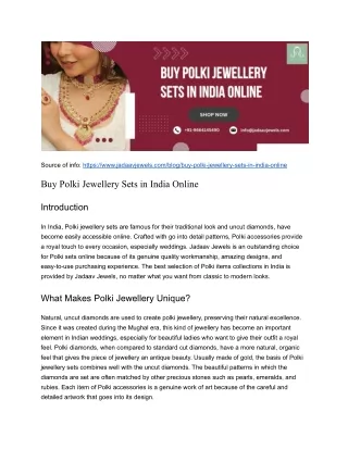 Buy Polki Jewellery Sets in India Online