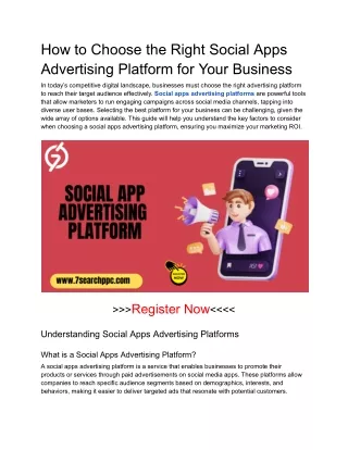 How to Choose the Right Social Apps Advertising Platform for Your Business