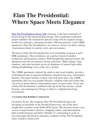 Elan The Presidential in 106