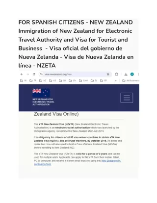 18 FOR SPANISH CITIZENS - NEW ZEALAND  Immigration of New Zealand for Electronic Travel Authority and Visa for Tourist a