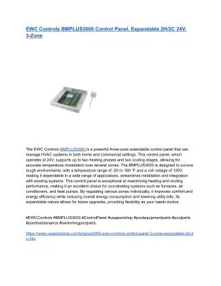 EWC Controls BMPLUS3000 Control Panel, Expandable 2H_2C 24V, 3-Zone