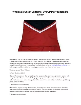 Wholesale Cheer Uniforms: Everything You Need to Know